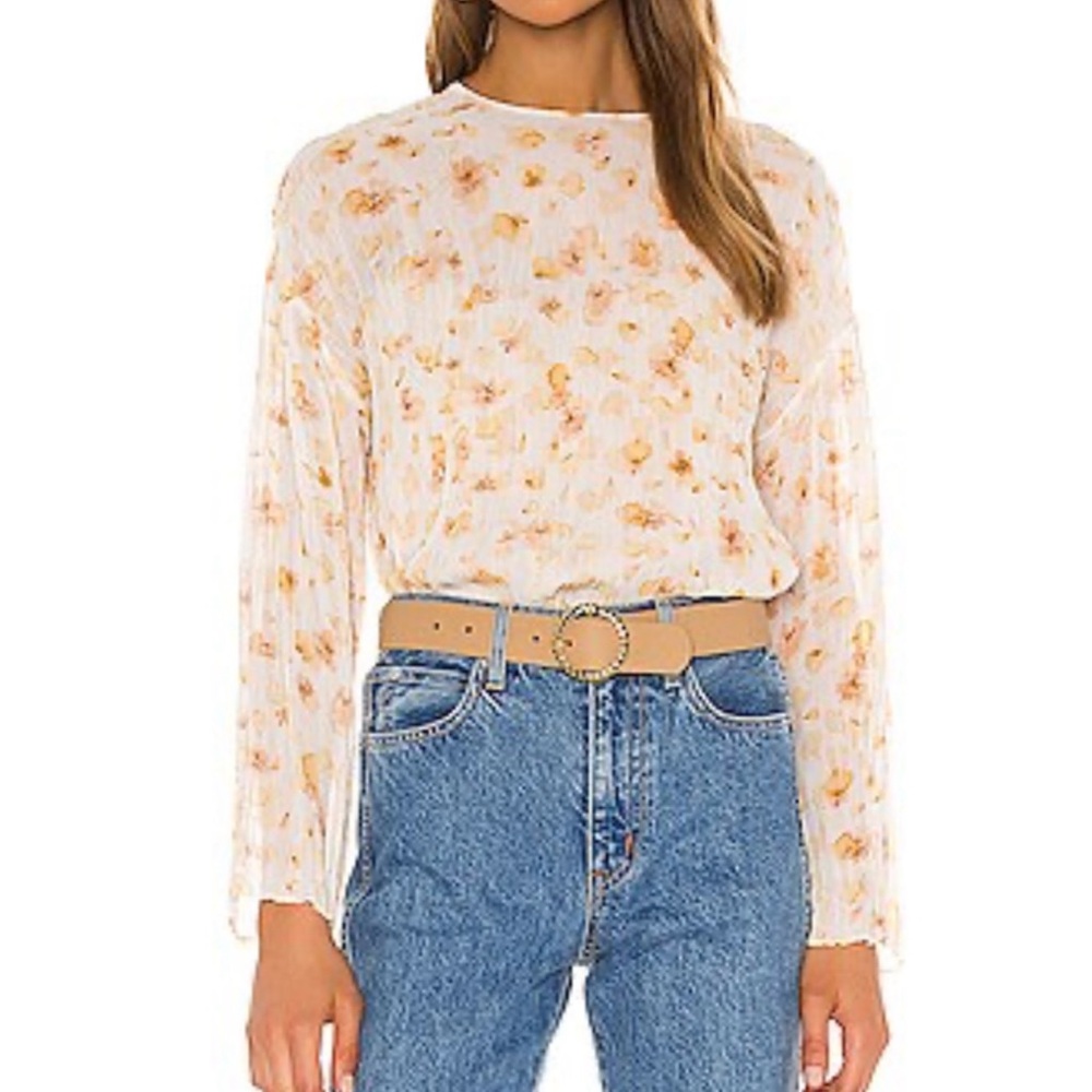Vince Pressed Petal Blouse off-white w/ yellow floral